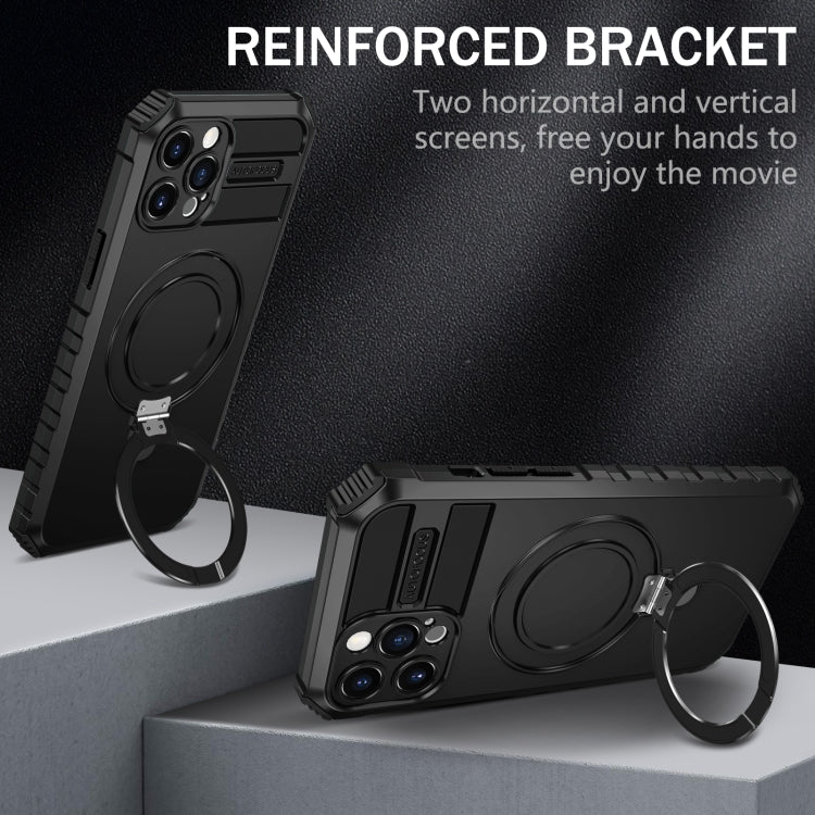 For iPhone 12 Pro Max MagSafe Magnetic Holder Phone Case(Black)
