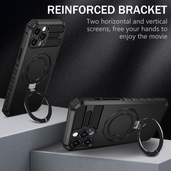 For iPhone 12 Pro MagSafe Magnetic Holder Phone Case(Black)