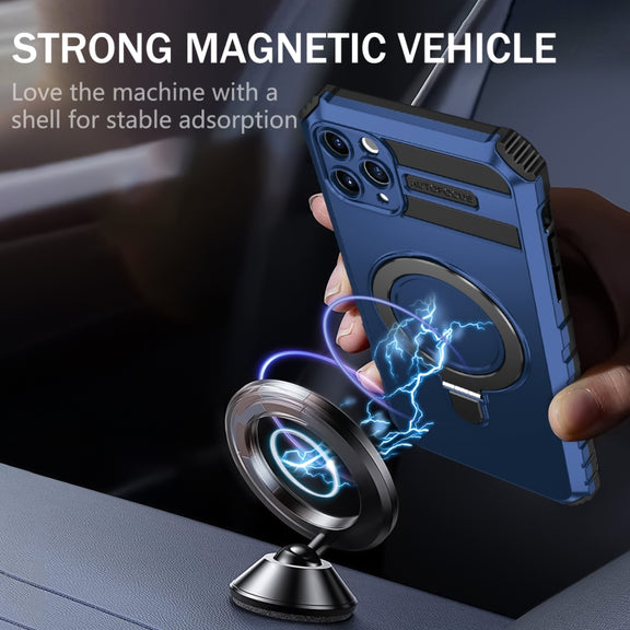 For iPhone 11 Pro Max MagSafe Magnetic Holder Phone Case(Blue)