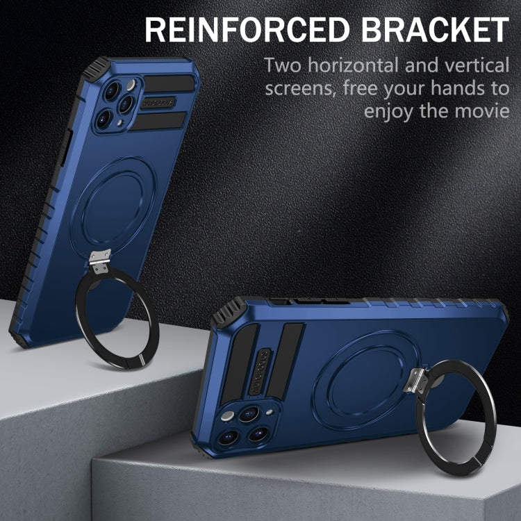 For iPhone 11 Pro Max MagSafe Magnetic Holder Phone Case(Blue)