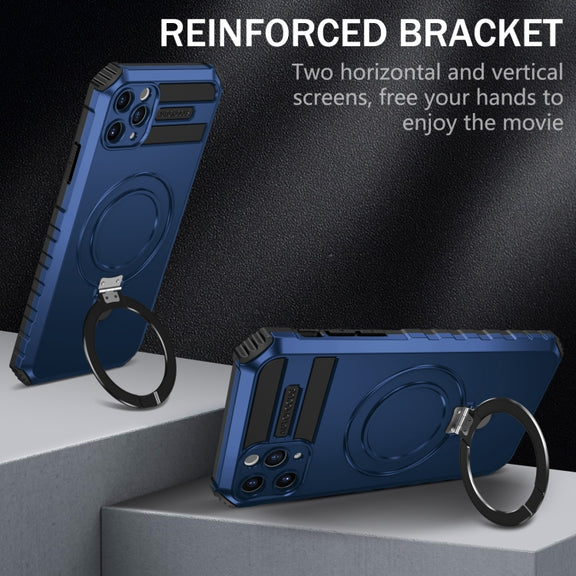 For iPhone 11 Pro Max MagSafe Magnetic Holder Phone Case(Blue)
