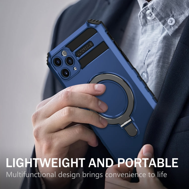 For iPhone 11 Pro Max MagSafe Magnetic Holder Phone Case(Blue)
