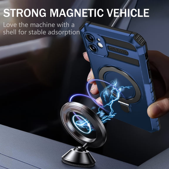 For iPhone 11 MagSafe Magnetic Holder Phone Case(Blue)