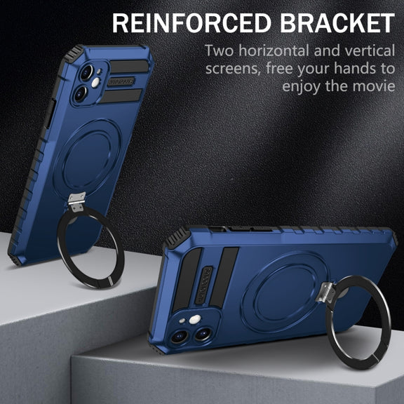 For iPhone 11 MagSafe Magnetic Holder Phone Case(Blue)