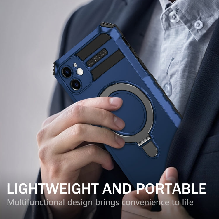 For iPhone 11 MagSafe Magnetic Holder Phone Case(Blue)