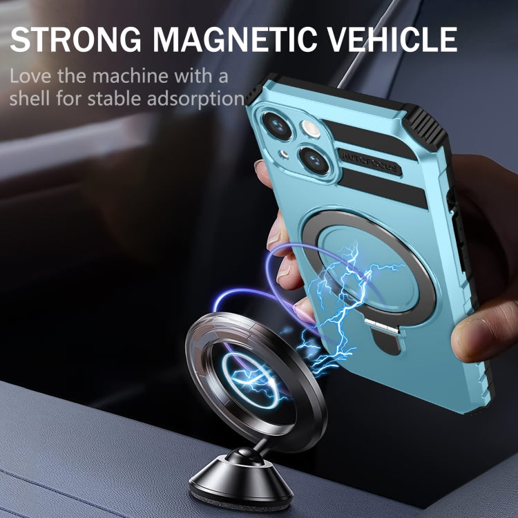 For iPhone 13 MagSafe Magnetic Holder Phone Case(Light Blue)