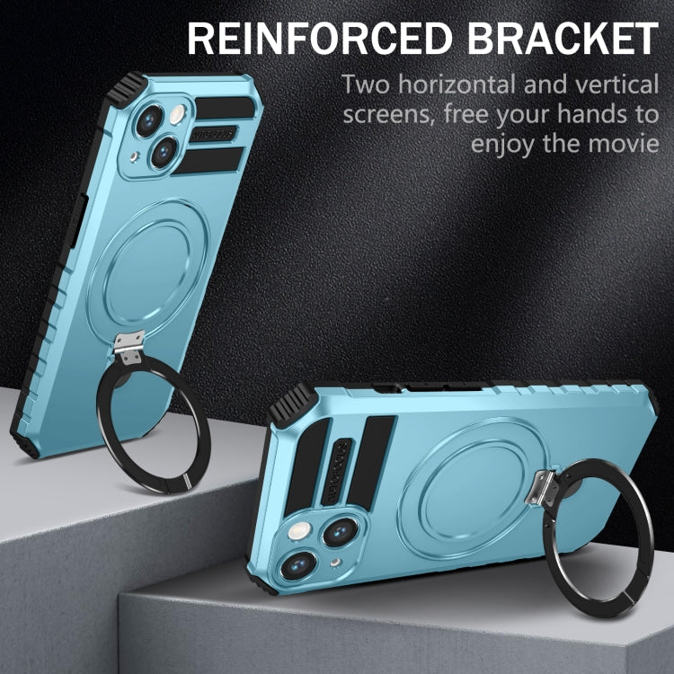 For iPhone 13 MagSafe Magnetic Holder Phone Case(Light Blue)