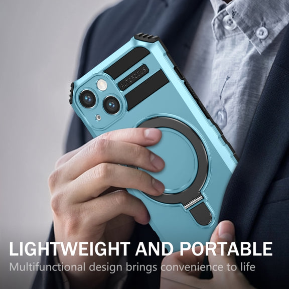 For iPhone 13 MagSafe Magnetic Holder Phone Case(Light Blue)