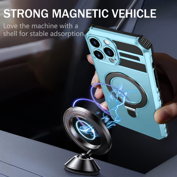 For iPhone 13 Pro MagSafe Magnetic Holder Phone Case(Light Blue)