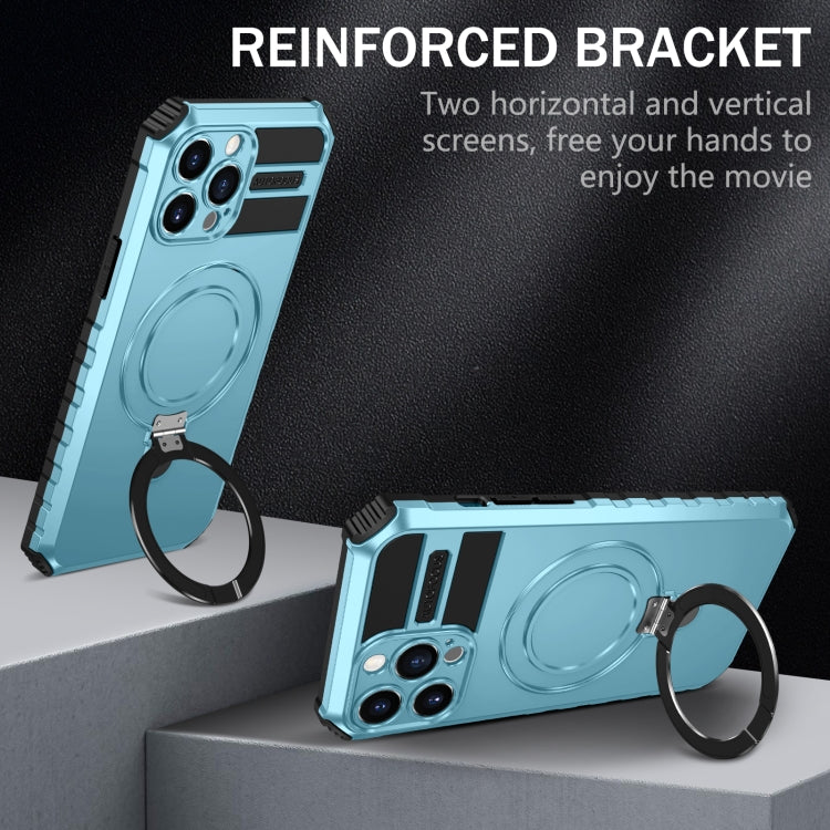 For iPhone 13 Pro MagSafe Magnetic Holder Phone Case(Light Blue)