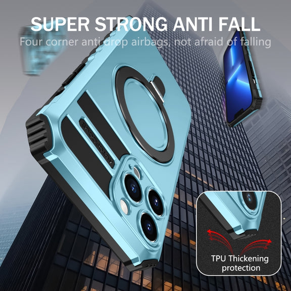 For iPhone 13 Pro MagSafe Magnetic Holder Phone Case(Light Blue)