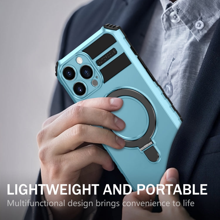 For iPhone 13 Pro MagSafe Magnetic Holder Phone Case(Light Blue)