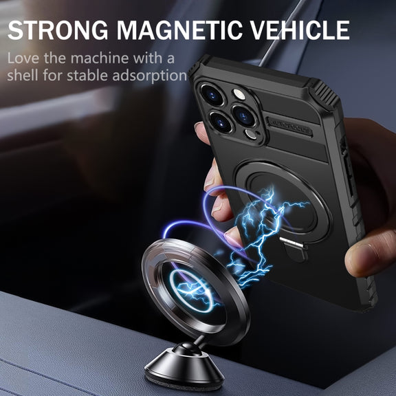 For iPhone 13 Pro Max MagSafe Magnetic Holder Phone Case(Black)