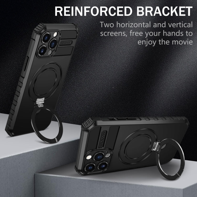 For iPhone 13 Pro Max MagSafe Magnetic Holder Phone Case(Black)