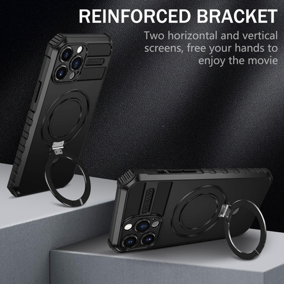 For iPhone 13 Pro Max MagSafe Magnetic Holder Phone Case(Black)