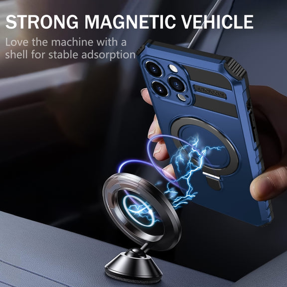 For iPhone 13 Pro Max MagSafe Magnetic Holder Phone Case(Blue)