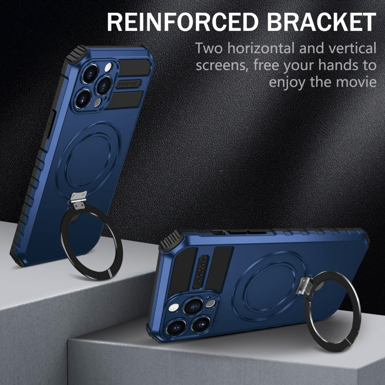 For iPhone 13 Pro Max MagSafe Magnetic Holder Phone Case(Blue)