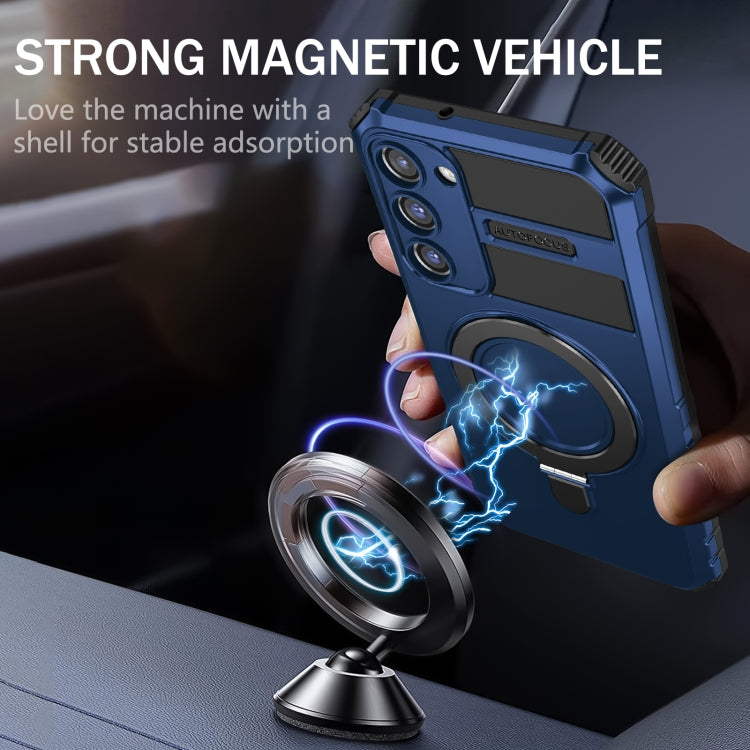 For Samsung Galaxy S23+ 5G MagSafe Magnetic Holder Phone Case(Blue)