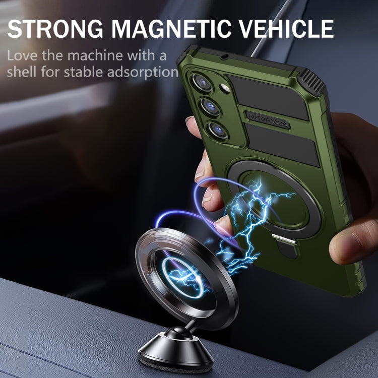For Samsung Galaxy S23+ 5G MagSafe Magnetic Holder Phone Case(Green)