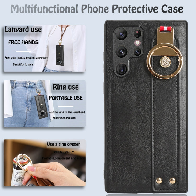 For Huawei Mate X3 Wristband Leather Back Phone Case(Black)