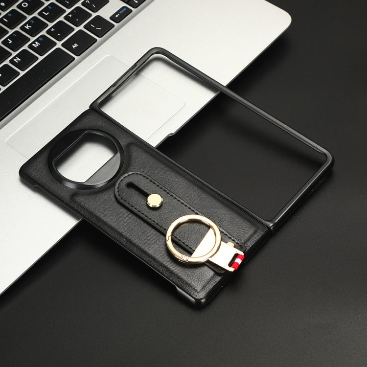 For Huawei Mate X3 Wristband Leather Back Phone Case(Black)