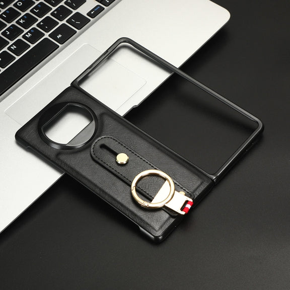 For Huawei Mate X3 Wristband Leather Back Phone Case(Black)