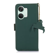 For OnePlus Nord 3 / Ace 2V Genuine Leather Magnetic RFID Leather Phone Case(Green)