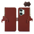 For OnePlus Nord 3 / Ace 2V Genuine Leather Magnetic RFID Leather Phone Case(Coffee) - OnePlus Cases by PMC TechLife | Online Shopping South Africa | PMC TechLife | Buy Now Pay Later Mobicred