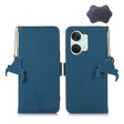 For OnePlus Nord 3 / Ace 2V Genuine Leather Magnetic RFID Leather Phone Case(Blue) - OnePlus Cases by PMC TechLife | Online Shopping South Africa | PMC TechLife | Buy Now Pay Later Mobicred