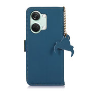 For OnePlus Nord 3 / Ace 2V Genuine Leather Magnetic RFID Leather Phone Case(Blue)