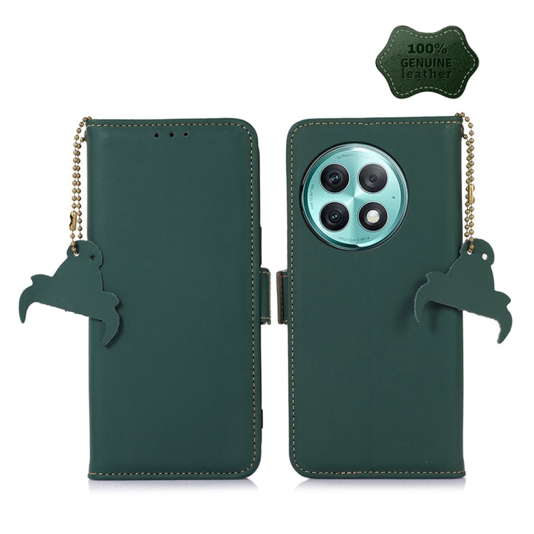 For OnePlus Ace 2 Pro Genuine Leather Magnetic RFID Leather Phone Case(Green)
