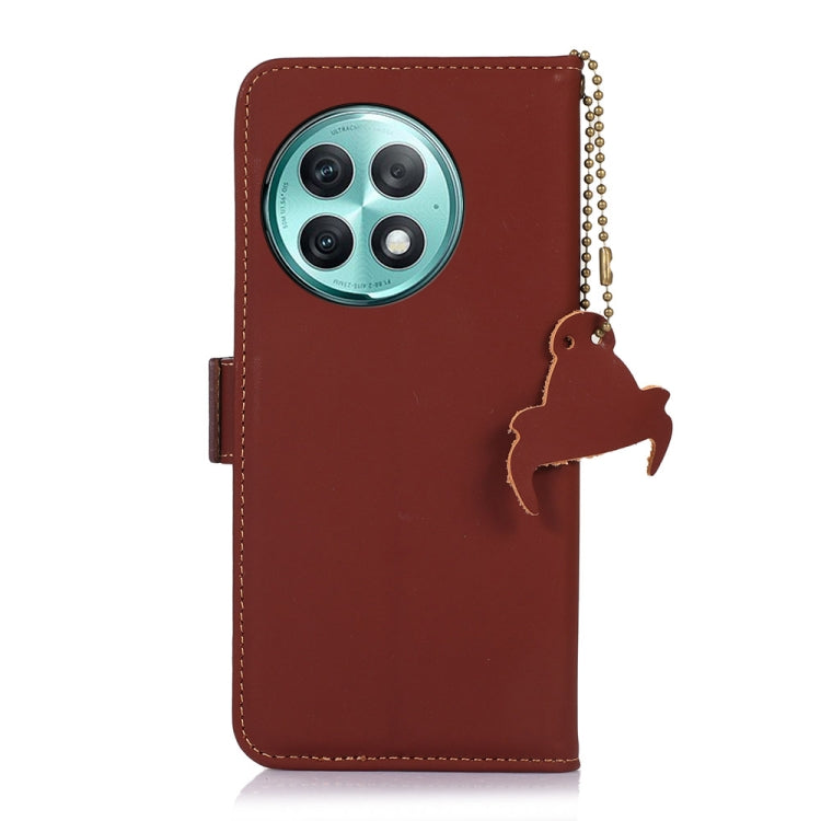 For OnePlus Ace 2 Pro Genuine Leather Magnetic RFID Leather Phone Case(Coffee)