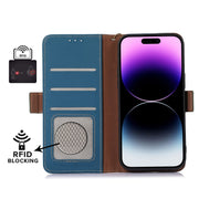 For OnePlus Ace 2 Pro Genuine Leather Magnetic RFID Leather Phone Case(Blue)