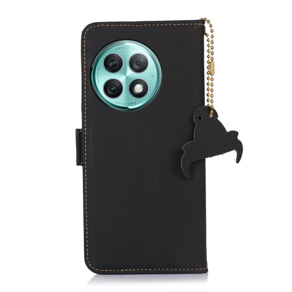 For OnePlus Ace 2 Pro Genuine Leather Magnetic RFID Leather Phone Case(Black)