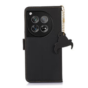 For OnePlus 12 Genuine Leather Magnetic RFID Leather Phone Case(Black)