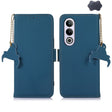 For OnePlus Nord CE4 5G Global Genuine Leather Magnetic RFID Leather Phone Case(Blue) - OnePlus Cases by PMC TechLife | Online Shopping South Africa | PMC TechLife | Buy Now Pay Later Mobicred