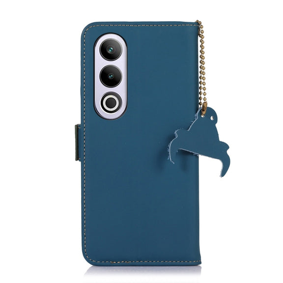 For OnePlus Nord CE4 5G Global Genuine Leather Magnetic RFID Leather Phone Case(Blue)