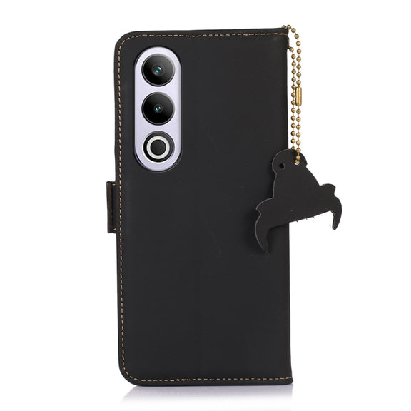 For OnePlus Nord CE4 5G Global Genuine Leather Magnetic RFID Leather Phone Case(Black)