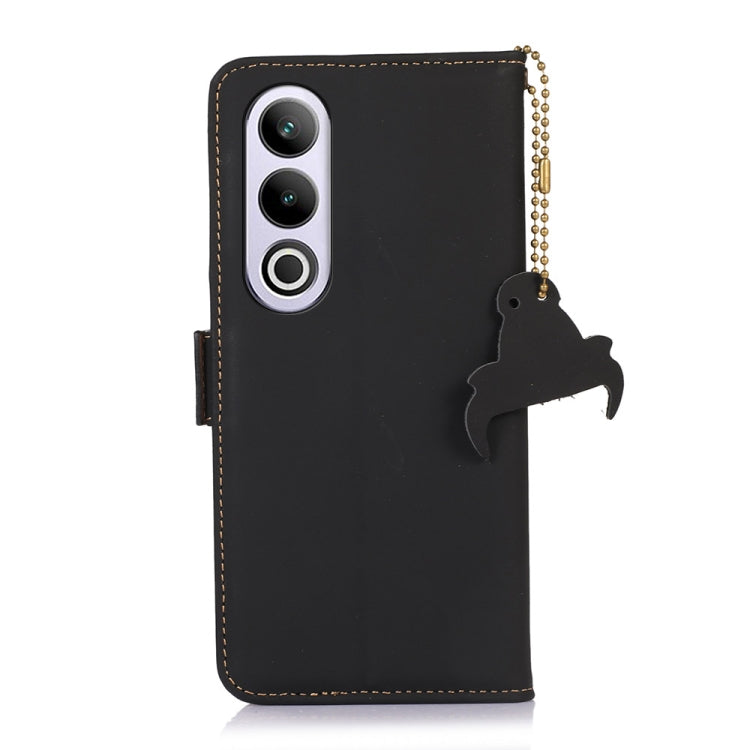 For OnePlus Nord CE4 5G Global Genuine Leather Magnetic RFID Leather Phone Case(Black)