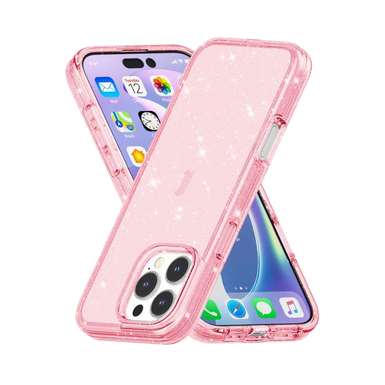For iPhone 16 Pro Max Shockproof Terminator Glitter Powder Phone Case(Pink)
