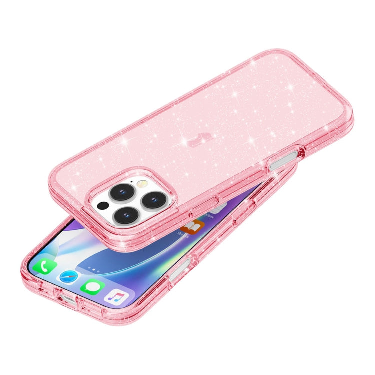 For iPhone 16 Pro Shockproof Terminator Glitter Powder Phone Case(Pink)