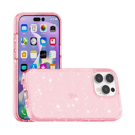 For iPhone 16 Pro Shockproof Terminator Glitter Powder Phone Case(Pink)