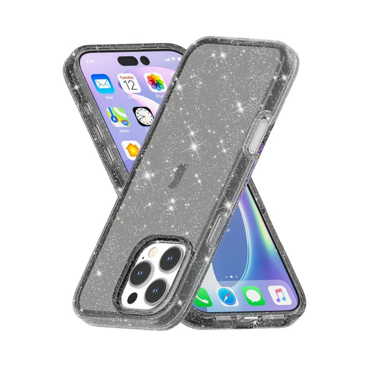 For iPhone 16 Pro Shockproof Terminator Glitter Powder Phone Case(Black)