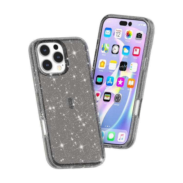For iPhone 16 Pro Shockproof Terminator Glitter Powder Phone Case(Black)