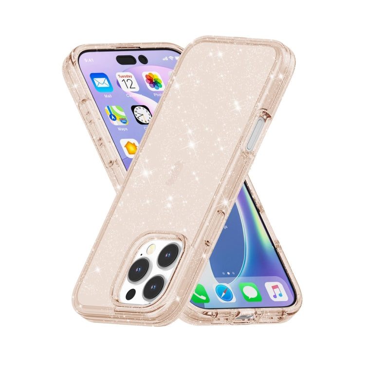 For iPhone 16 Pro Shockproof Terminator Glitter Powder Phone Case(Gold)