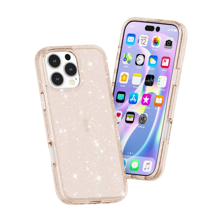 For iPhone 16 Pro Shockproof Terminator Glitter Powder Phone Case(Gold)