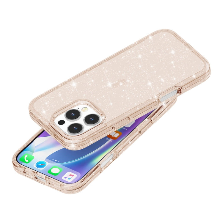 For iPhone 16 Pro Shockproof Terminator Glitter Powder Phone Case(Gold)