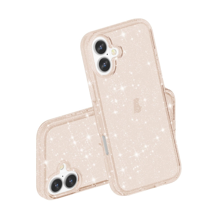 For iPhone 16 Plus Shockproof Terminator Glitter Powder Phone Case(Gold)