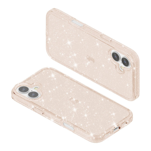 For iPhone 16 Shockproof Terminator Glitter Powder Phone Case(Gold)