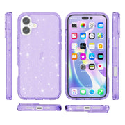 For iPhone 16 Shockproof Terminator Glitter Powder Phone Case(Purple)